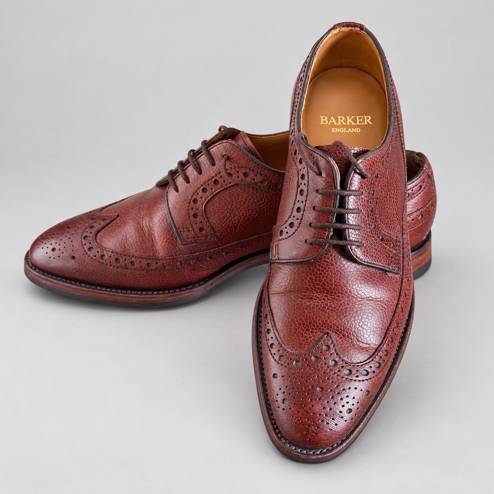 Barker England Wingtip Derby Shoes Mens 10.5 Brown Leather Brogue Goodyear